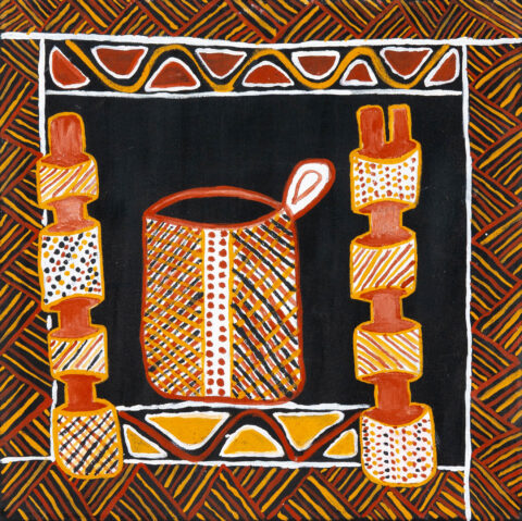Pukumani Tutuni (burial Pole) - Painting - Suzie Tipiloura