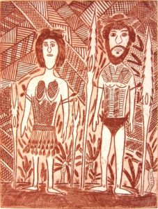 Waiai (Bima) and Purukuparli - Print - Patrick Freddy Puruntatameri