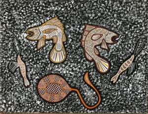 Winga Yinkiti (sea food) - Painting - Nicholas  Mario